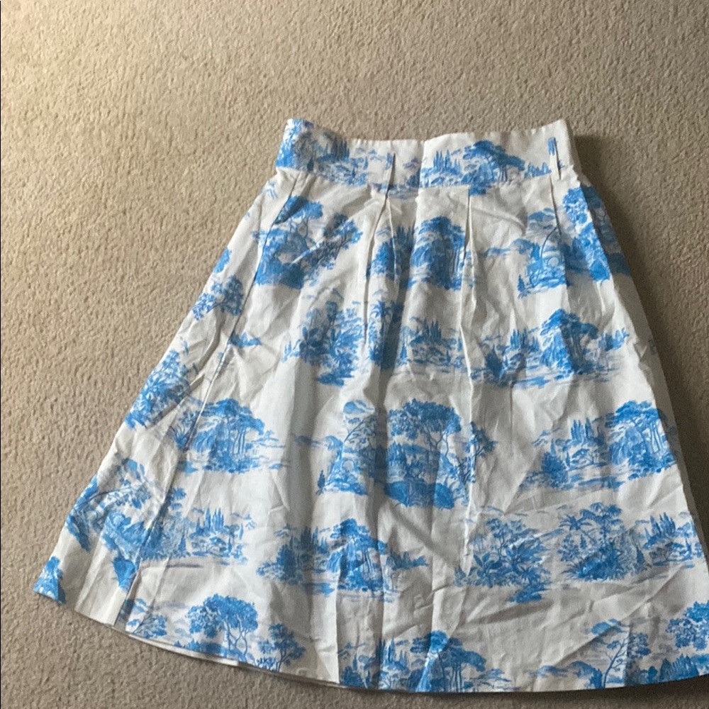 Blue and White Printed Women's Skirt